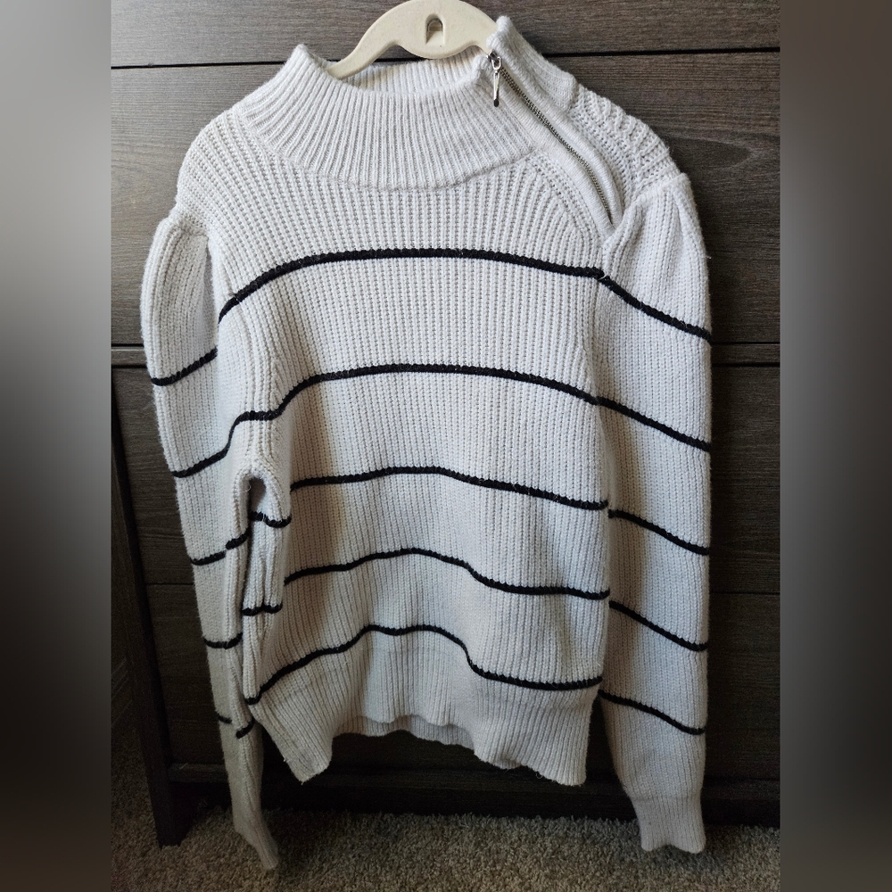 WHBM Striped White and Black Women's Sweater